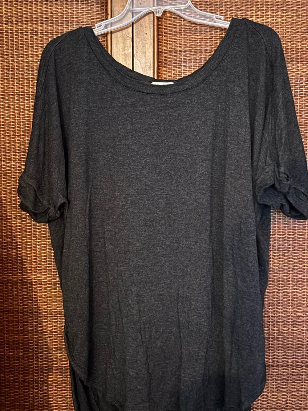 Matty M 2X Women’s Charcoal Scoop Neck Short Sleeve Top